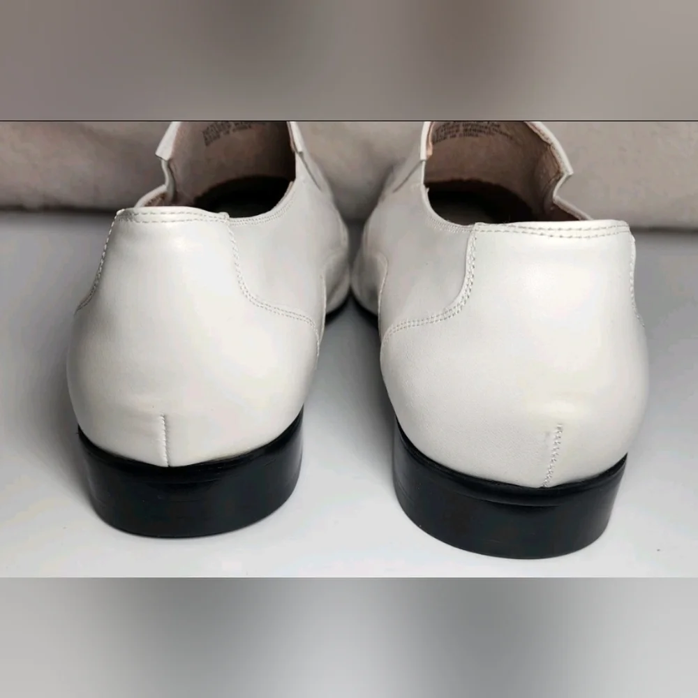 Templin White Leather Loafers Dress Shoes Bike Toe Wedding Casual Size 12M